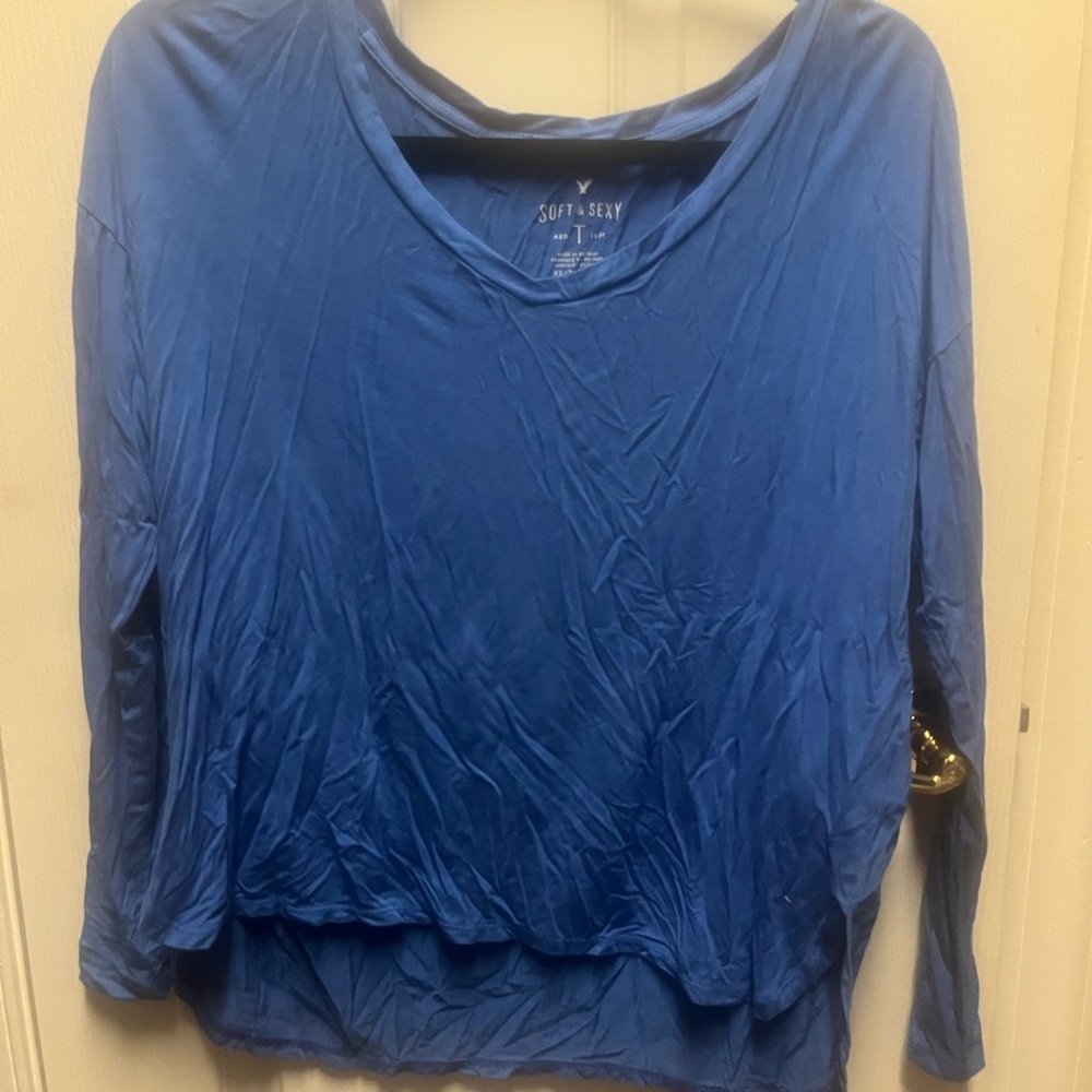 American Eagle Outfitters Soft & Sexy Blue Long Sleeve Tee